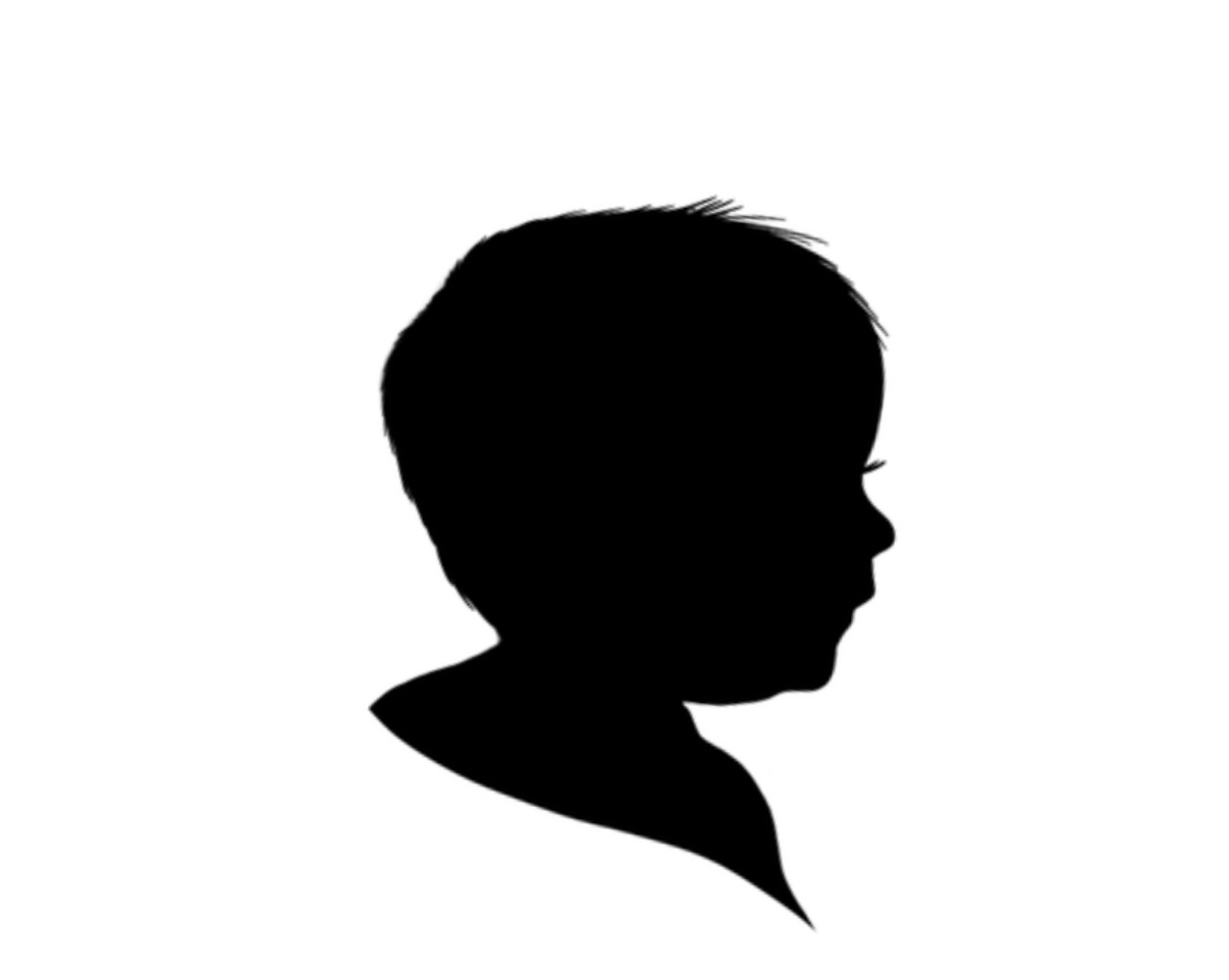 Artistic silhouette of a child's face in profile view